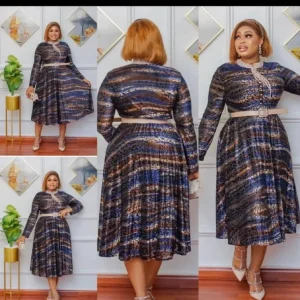 Elegant Pleated A-Line Midi Dress