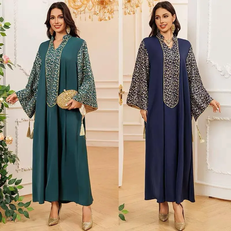 Dubai Floral Embroidery Maxi Abaya
