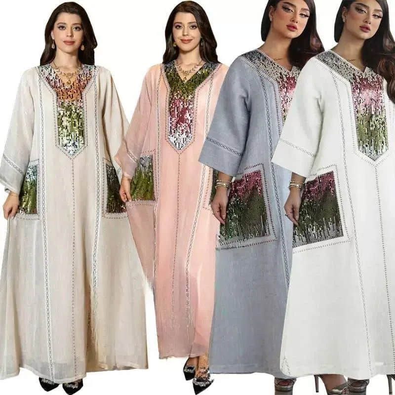 Dubai Floral Embroidery Maxi Abaya