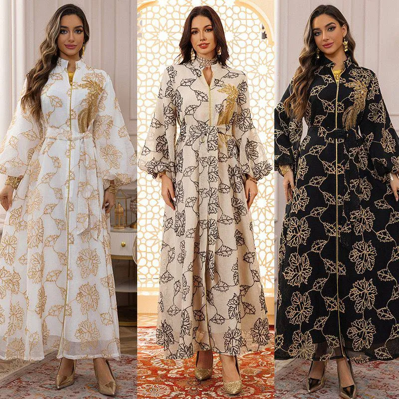Dubai Floral Embroidery Maxi Abaya